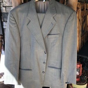 Mens Suit; Thomas Churchill Suit; 3 Button Tan 44 Regular; Classic Style